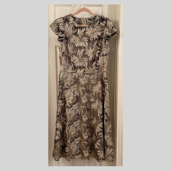 Antonio Melani Metallic Floral Jacquard Dress | Size 10 - Picture 1 of 8